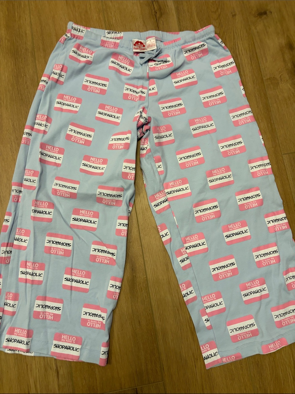 FRED is RED Women’s Light Blue & Pink 'Shopaholic' Cropped lounge/pajama pant